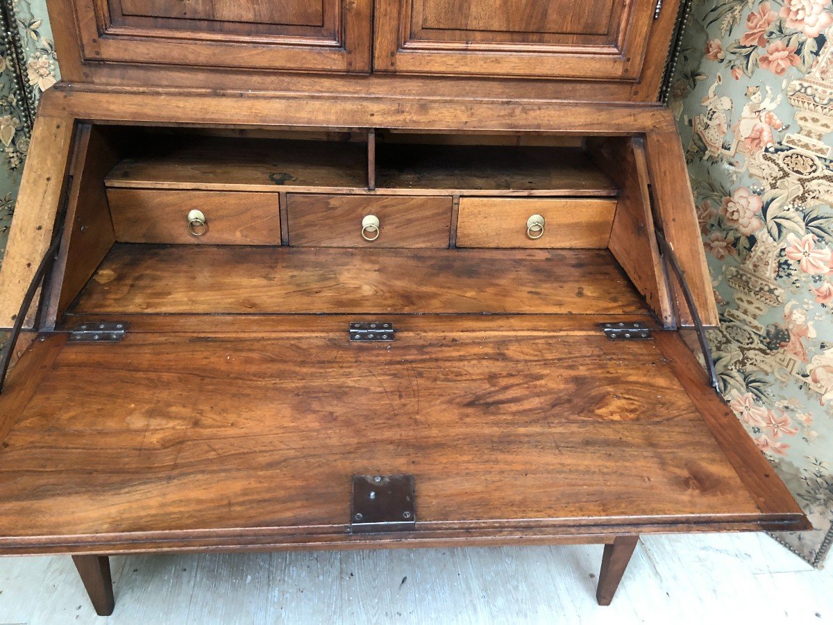 Bureau à Pente Formant Bibliothèque d'époque Louis XVI En Noyer-photo-3