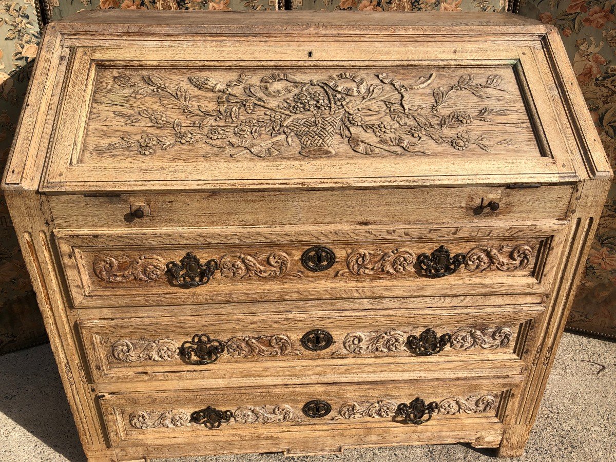 Louis XVI Period Liégeois Scriban In Natural Oak-photo-3