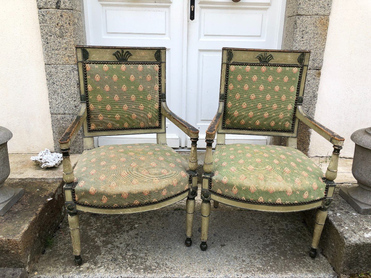 Suite De Quatre Fauteuils d'époque Directoire -photo-2