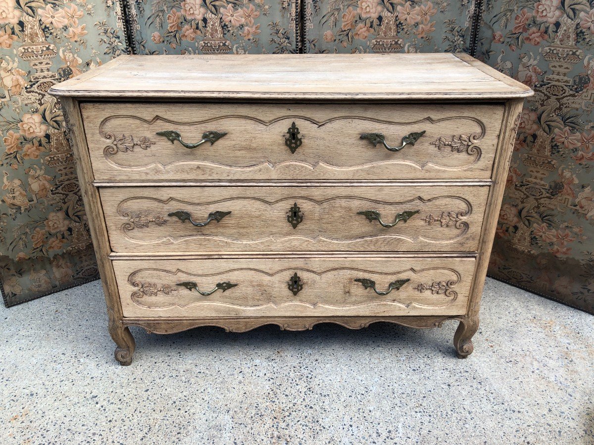 Commode Louis XV En Chêne Naturel 