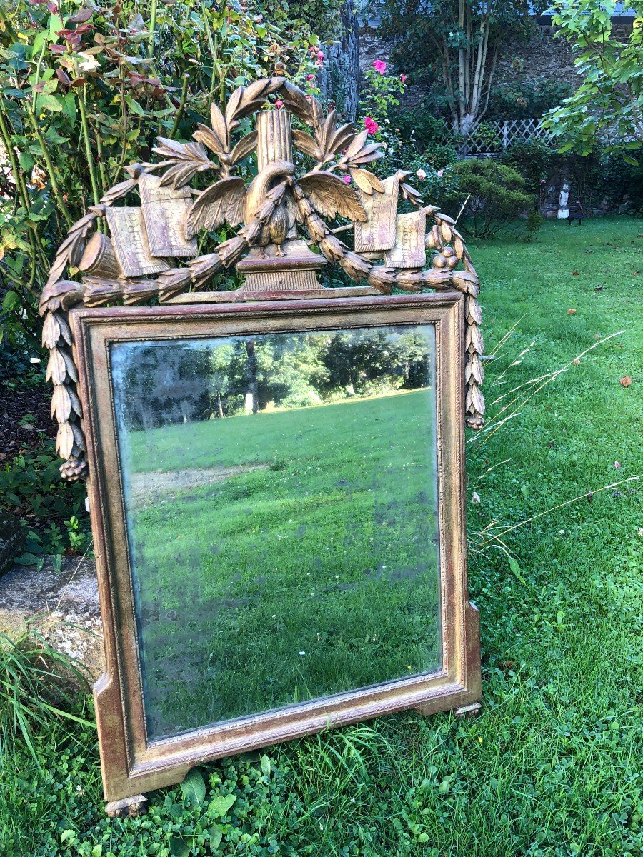 Miroir d'époque Louis XVI En Bois Doré-photo-2