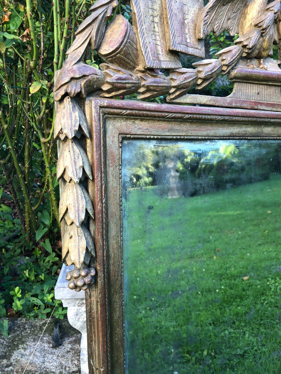 Miroir d'époque Louis XVI En Bois Doré-photo-3