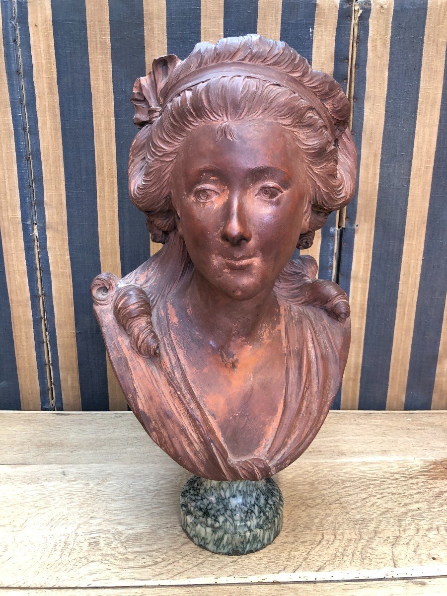 19th Century Terracotta, Bust Of A Young Woman-photo-2