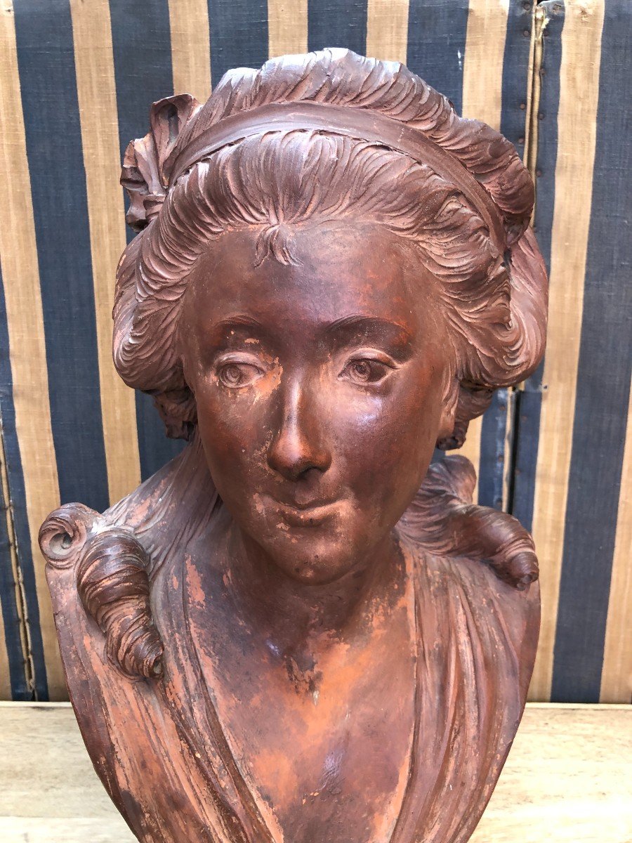 19th Century Terracotta, Bust Of A Young Woman-photo-3