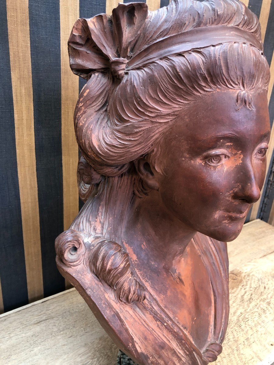 19th Century Terracotta, Bust Of A Young Woman-photo-1