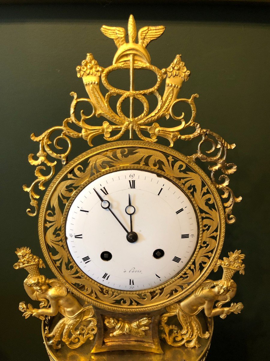 Directoire Period Clock In Gilt Bronze-photo-3