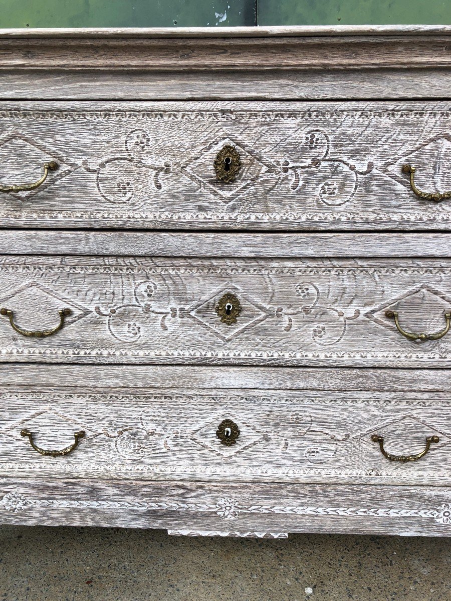 Louis XVI Period Liège Chest Of Drawers In Bleached Oak -photo-3