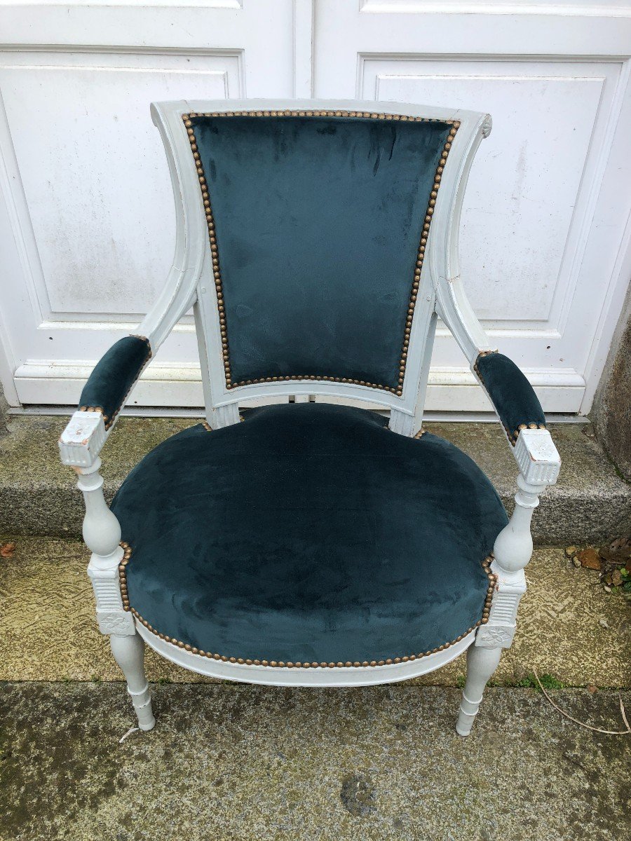 Pair Of Lacquered Directoire Period Armchairs-photo-3