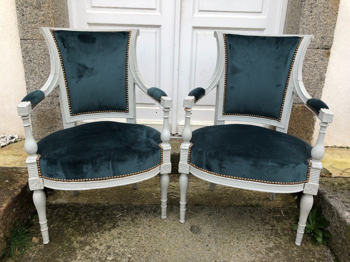 Pair Of Lacquered Directoire Period Armchairs-photo-1