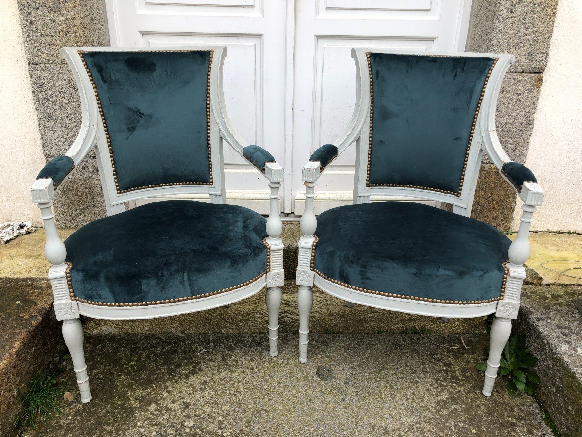 Pair Of Lacquered Directoire Period Armchairs