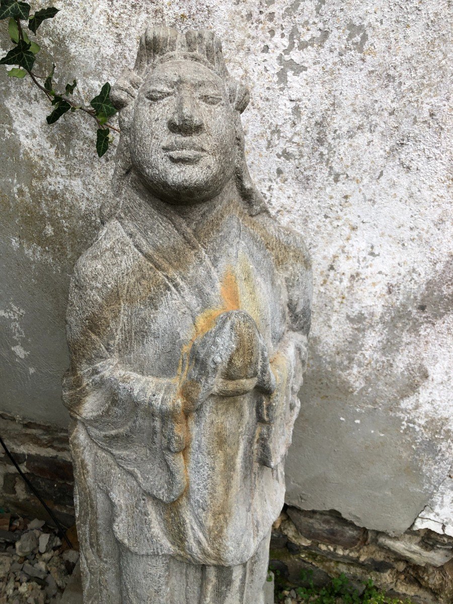 Statue d'Une Femme Asiatique En Granit-photo-3