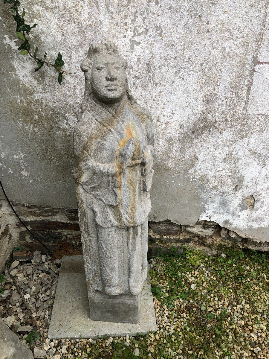 Statue d'Une Femme Asiatique En Granit-photo-4