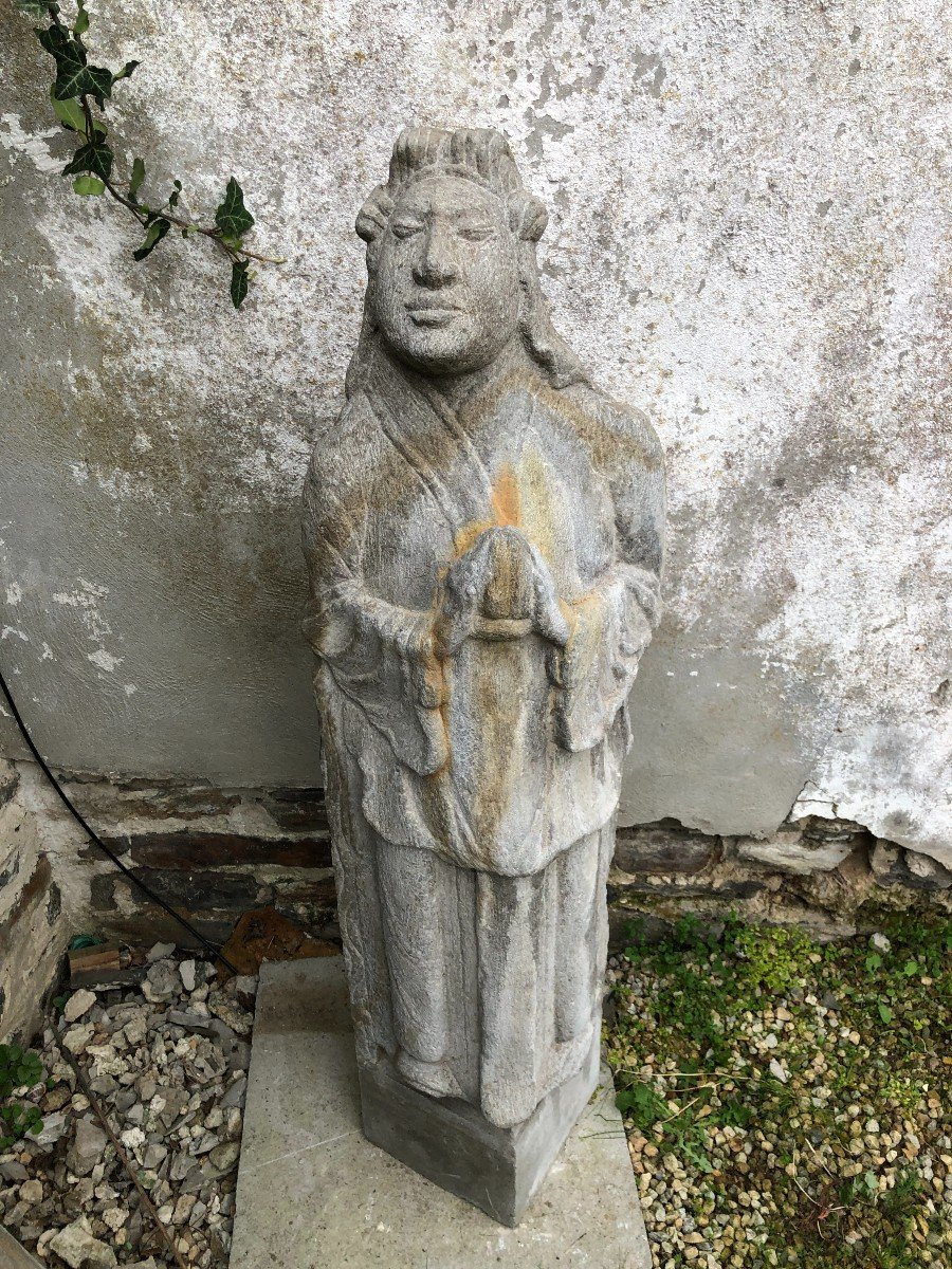 Statue d'Une Femme Asiatique En Granit-photo-2