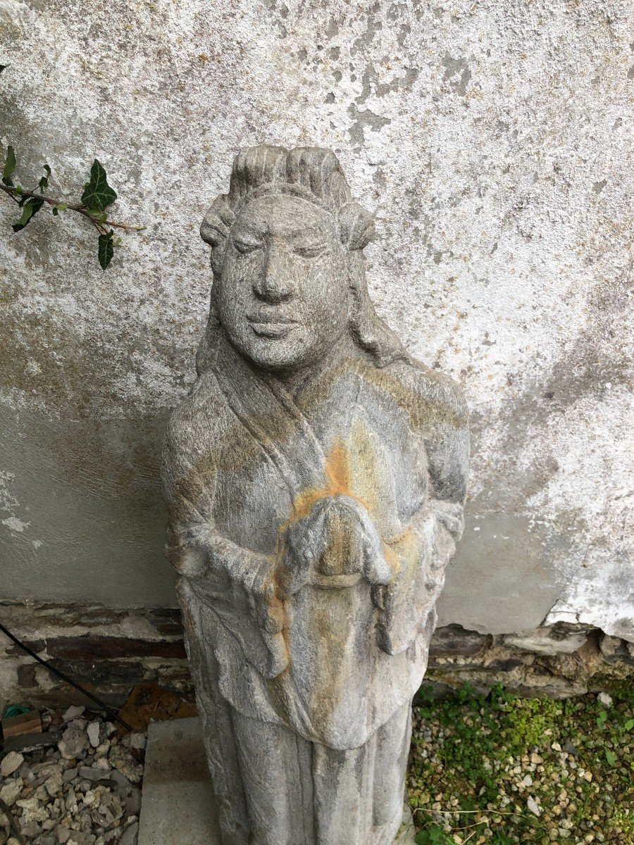 Statue d'Une Femme Asiatique En Granit-photo-8