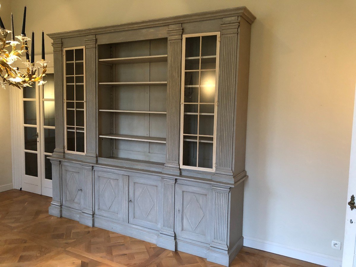 Louis XVI Style Painted Library, 20th Century