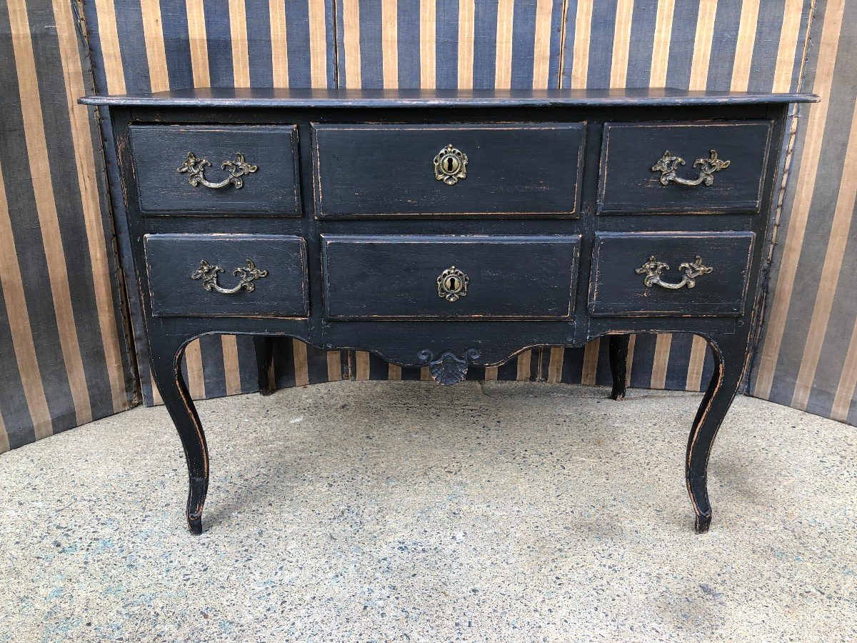 Petite Commode Sauteuse Louis XV Noire-photo-3