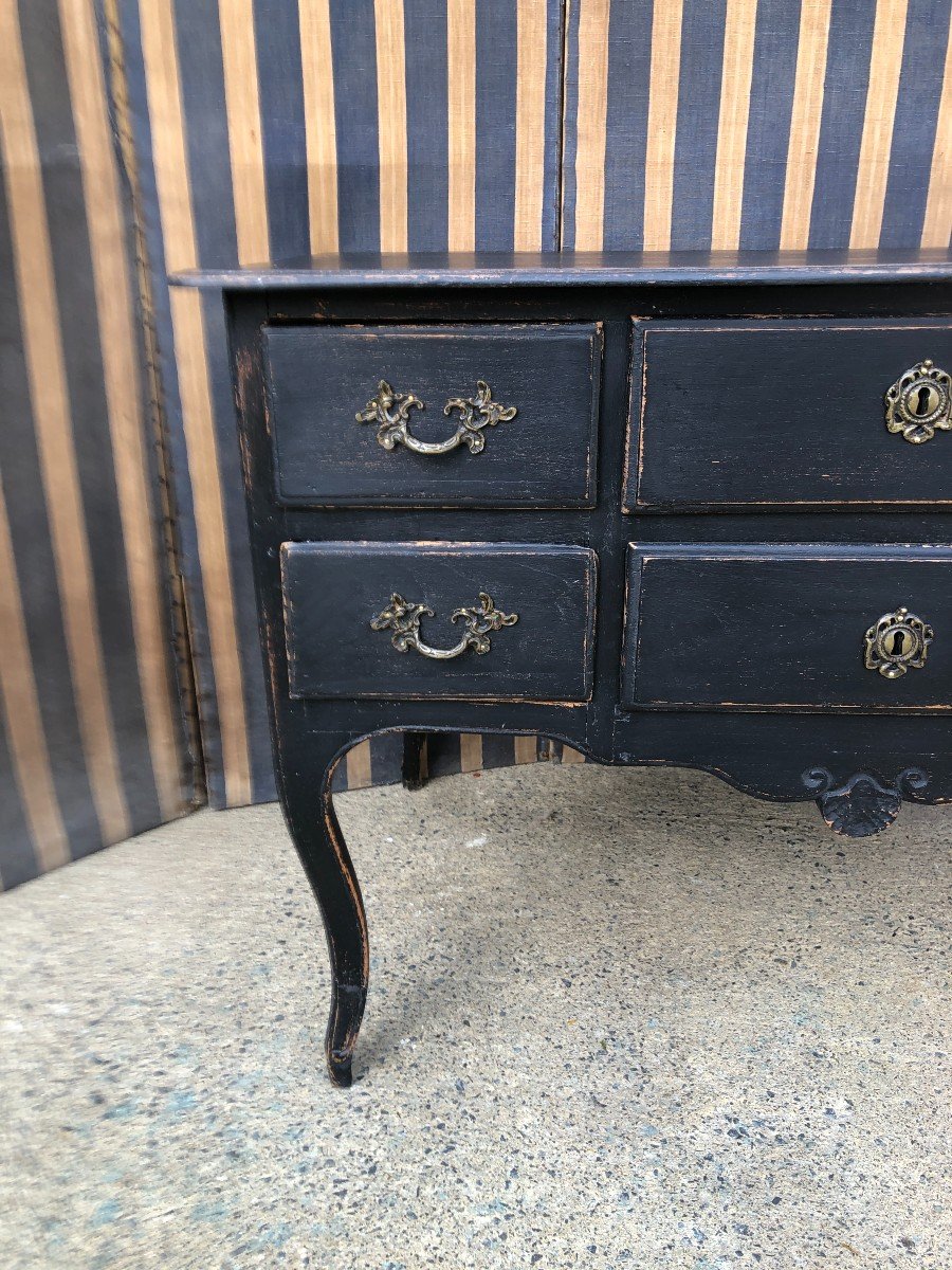 Petite Commode Sauteuse Louis XV Noire-photo-4