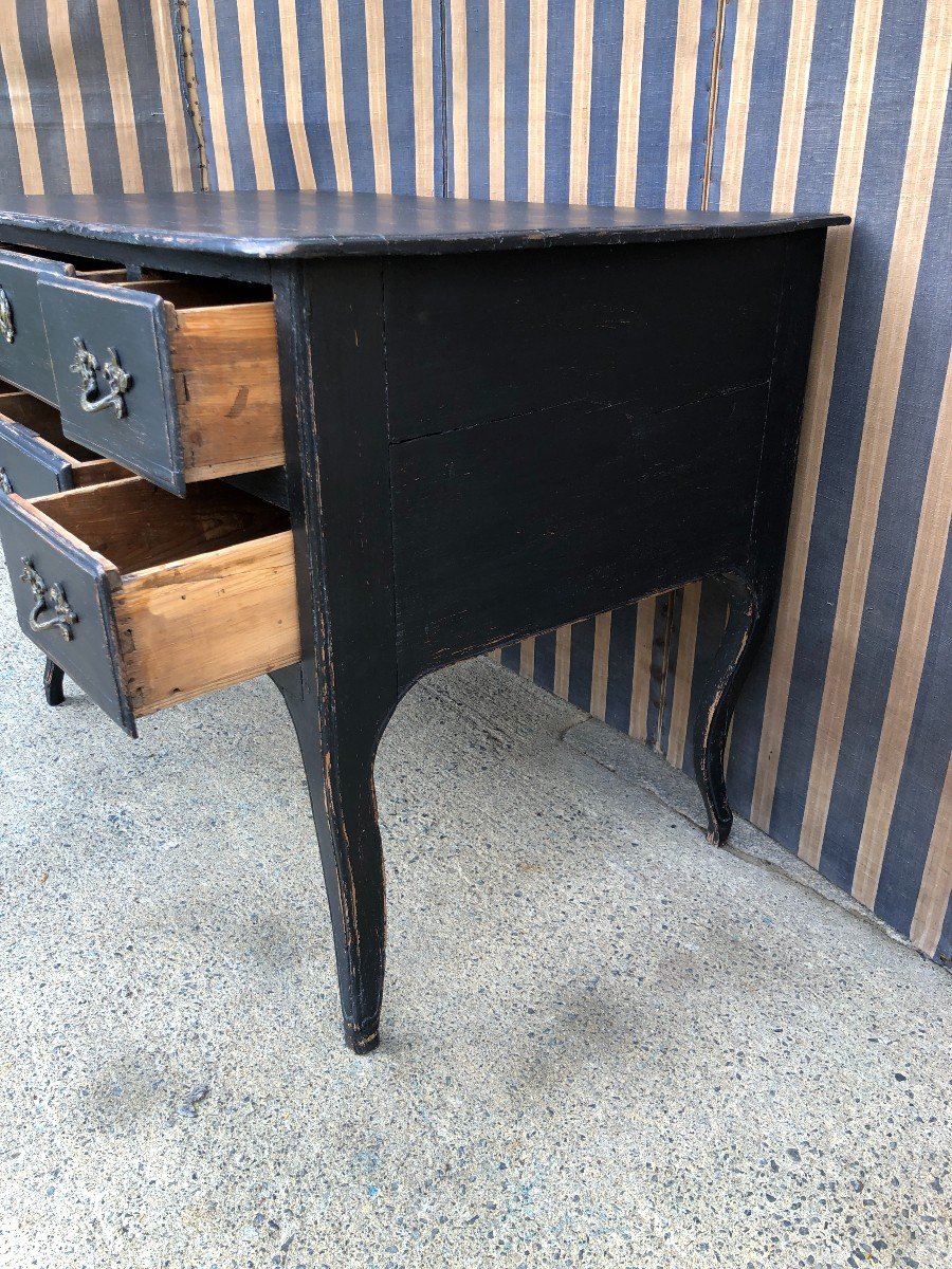 Petite Commode Sauteuse Louis XV Noire-photo-2