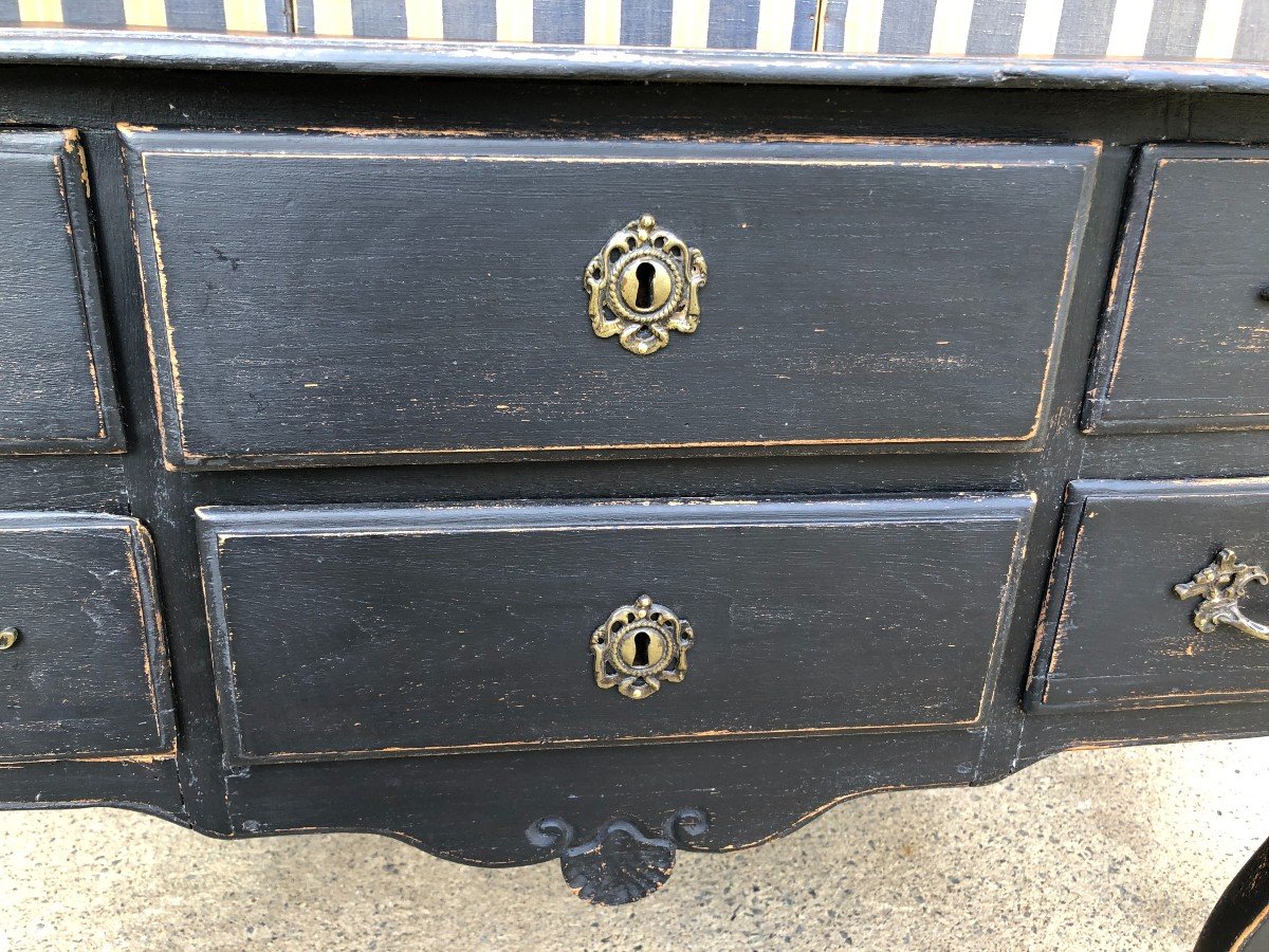 Petite Commode Sauteuse Louis XV Noire-photo-5