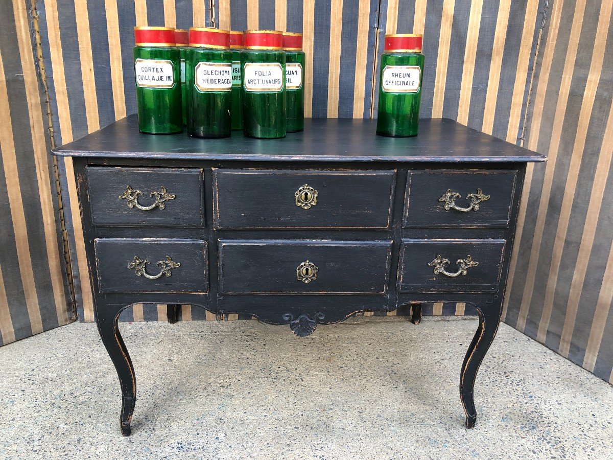 Petite Commode Sauteuse Louis XV Noire-photo-7