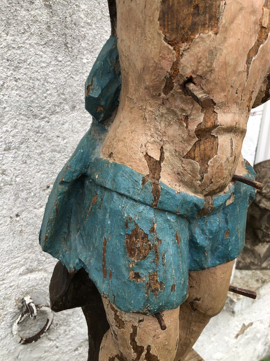 Large Polychrome Sculpture Of Saint Sebastian From The 17th Century -photo-1