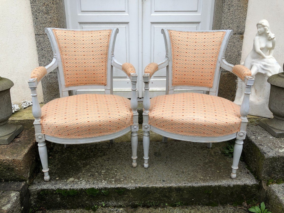 Paire De Fauteuils d'époque Directoire Laqués