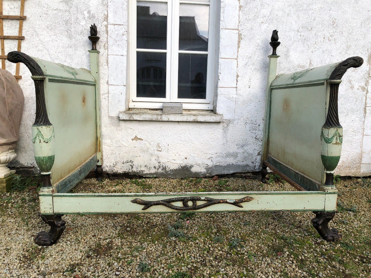 Rare Directoire Period Bed In Lacquered Wood