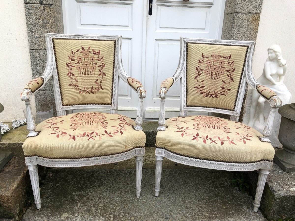 Set Of Four Louis XVI Period Armchairs By Jb. Boulard-photo-2