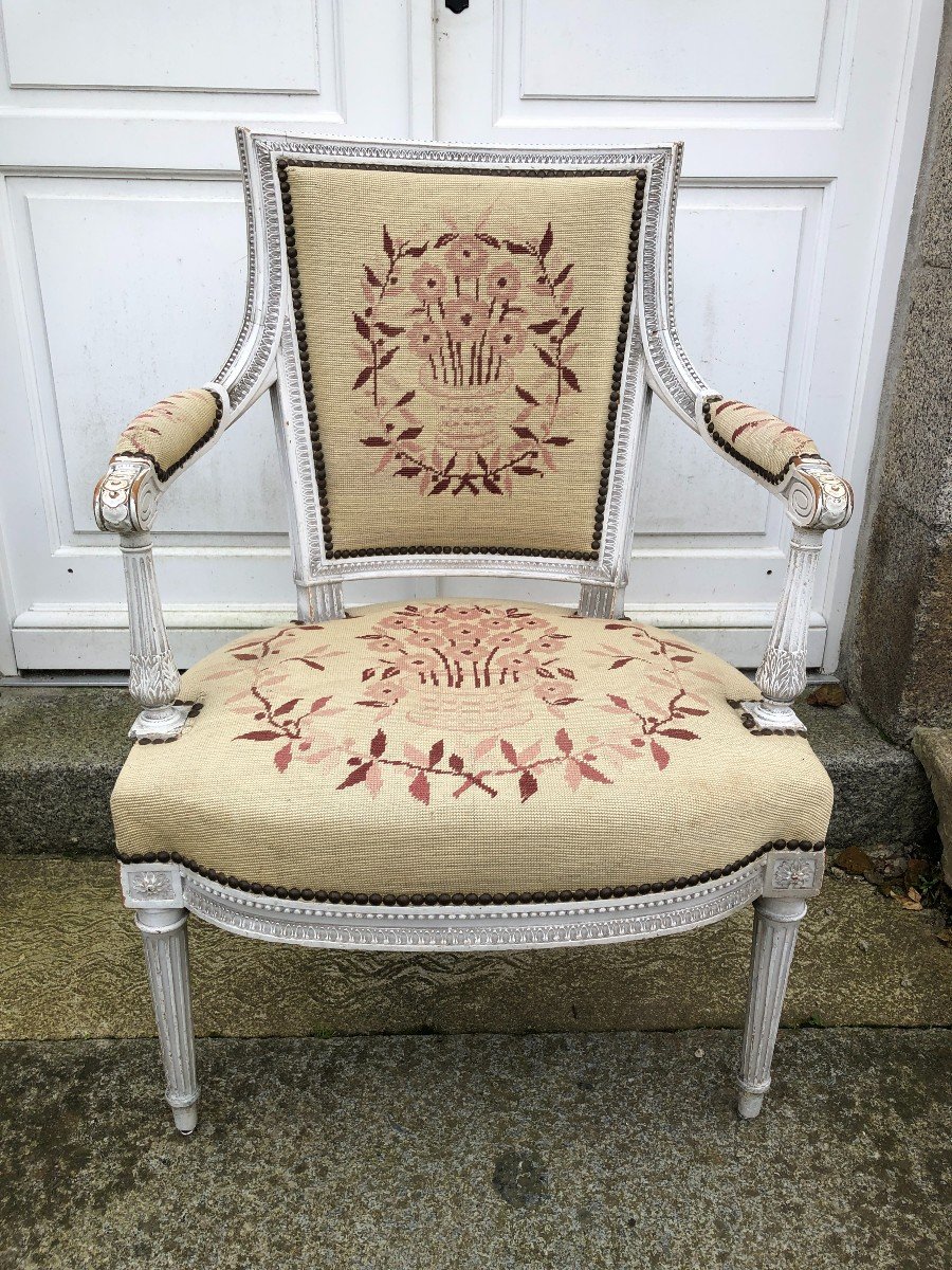 Set Of Four Louis XVI Period Armchairs By Jb. Boulard-photo-3