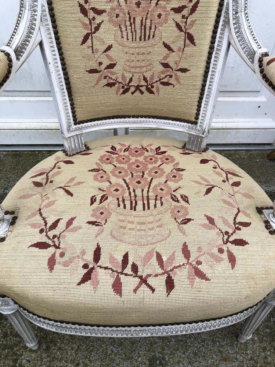 Set Of Four Louis XVI Period Armchairs By Jb. Boulard-photo-1