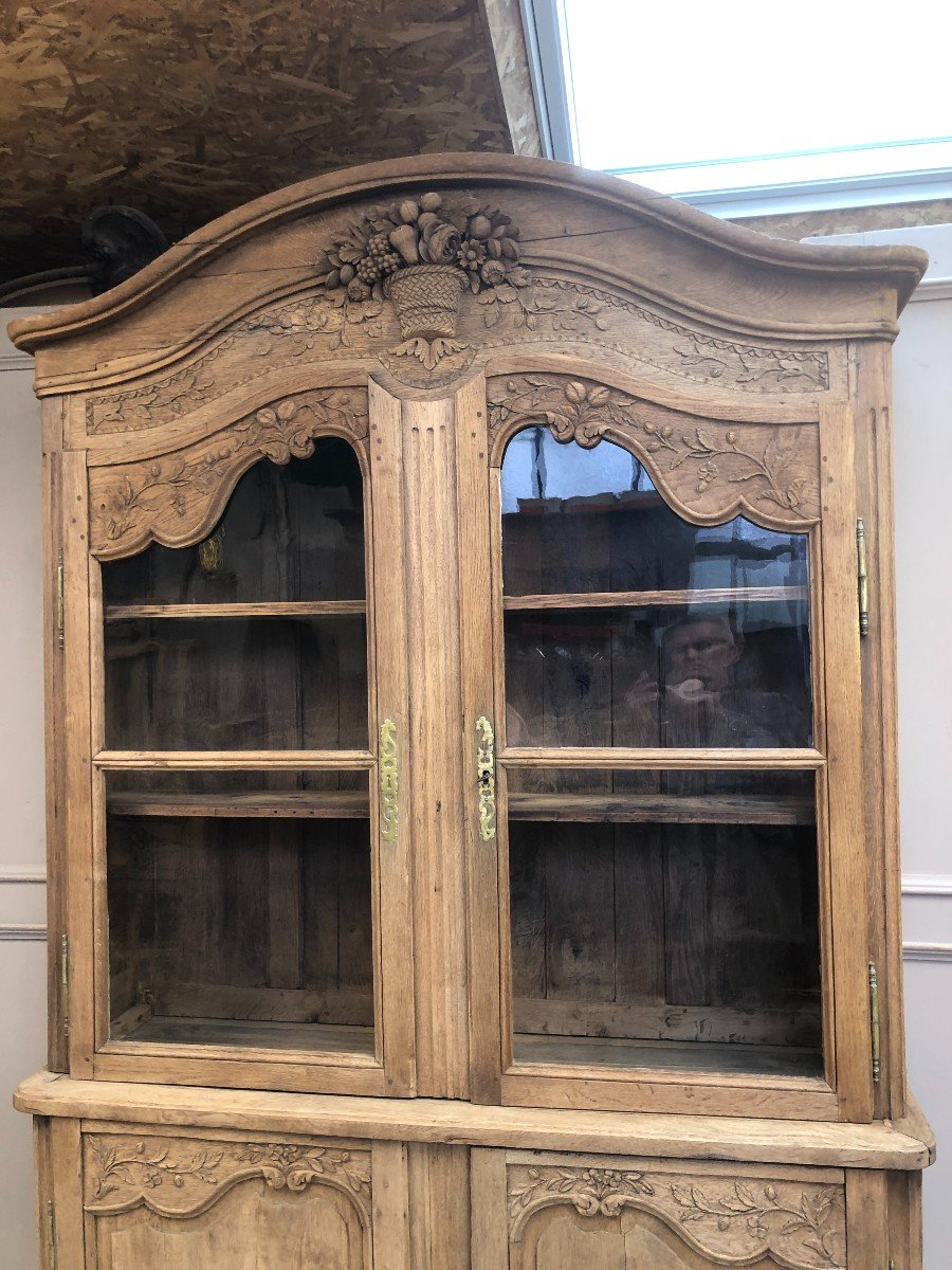 Norman Two-body Sideboard, Glazed, In Natural Oak From The 19th Century-photo-3