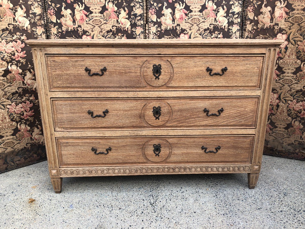 Louis XVI Chest Of Drawers In Natural Oak-photo-3