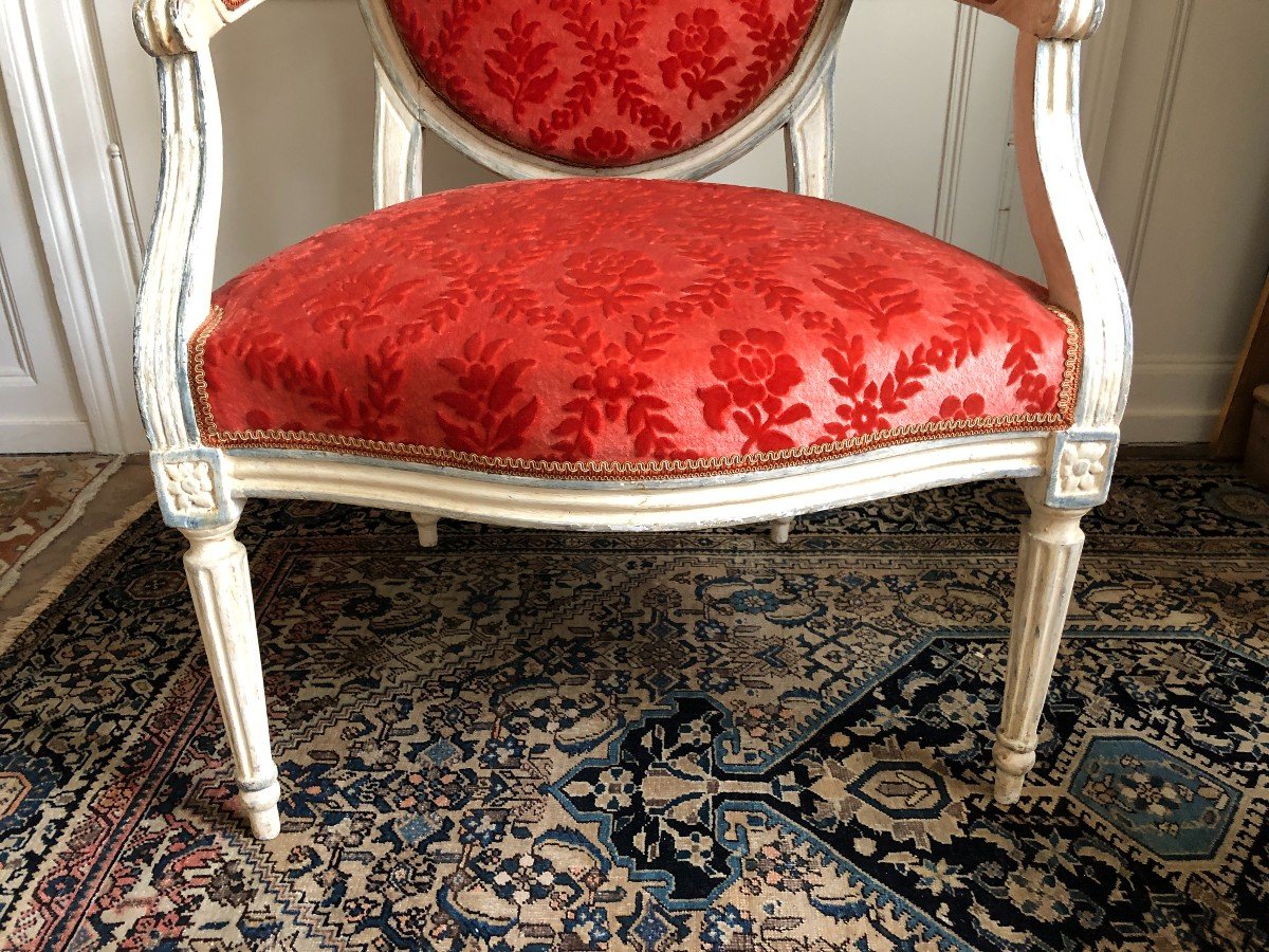 Fauteuil à La Reine d'époque Louis XVI-photo-2