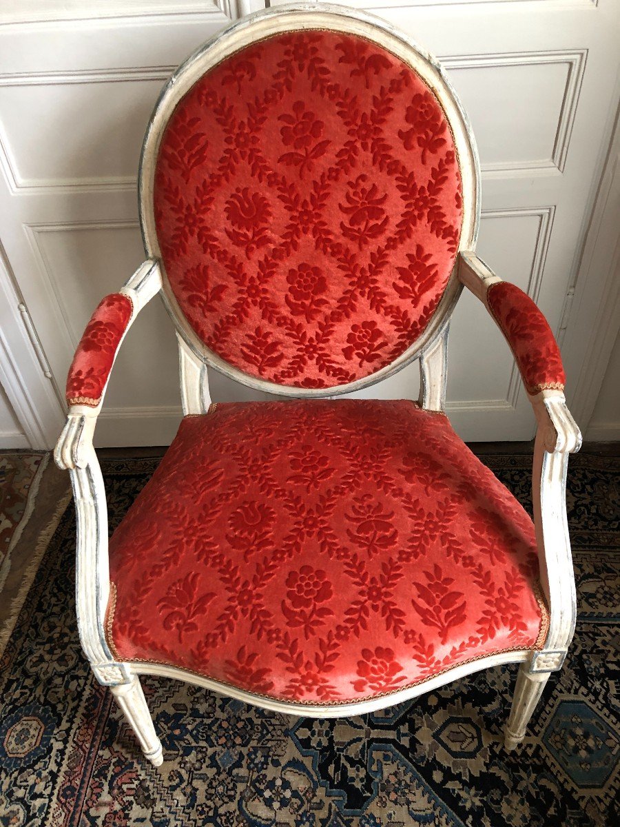 Fauteuil à La Reine d'époque Louis XVI-photo-3