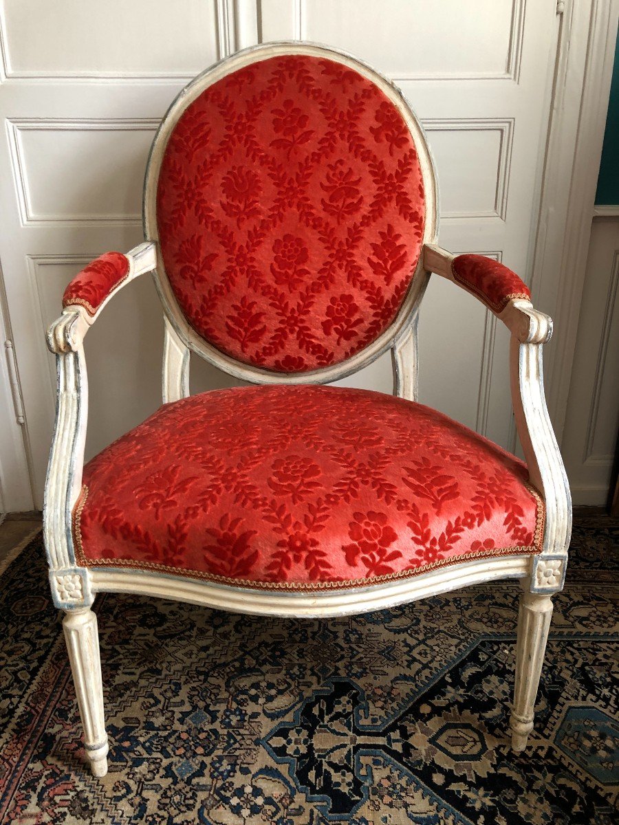 Fauteuil à La Reine d'époque Louis XVI-photo-1