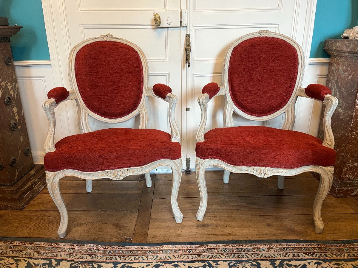 Paire De Fauteuils Transition Des époques Louis XV Et Louis XVI-photo-6