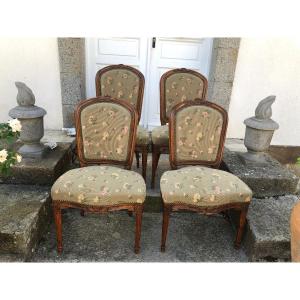 Suite Of Four Louis XVI Period Chairs In Elm