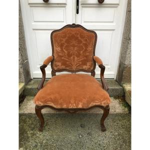 Fauteuil à La Reine d'époque Louis XV En Bois Naturel