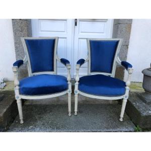 Pair Of Lacquered Directoire Period Armchairs