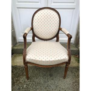 Louis XVI Period Armchair In Walnut