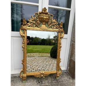 Louis XVI Period Mirror In Gilded Wood