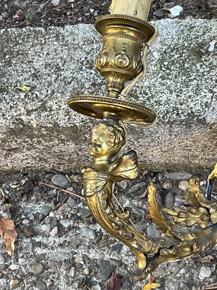 Pair Of Napoleon III Sconces In Gilt Bronze With Putti-photo-4
