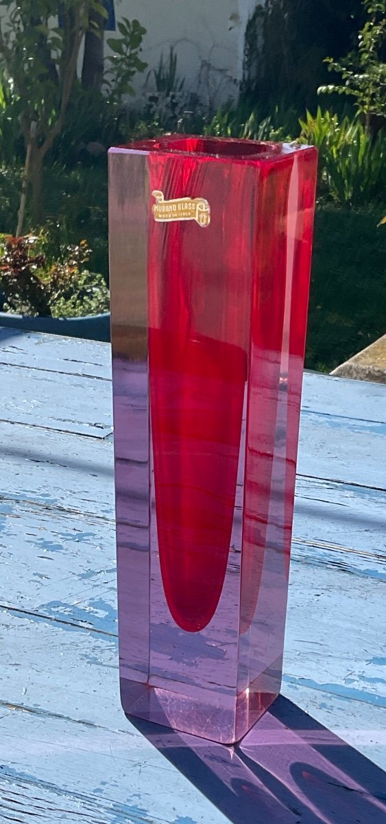 Vase rouge De Flavio Poli à Murano 