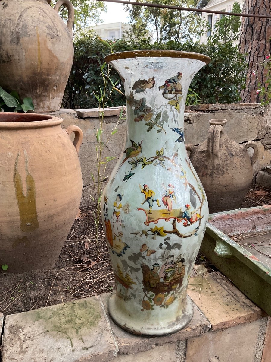 Pair Of Vases In Artepovera Around 1830/40-photo-3