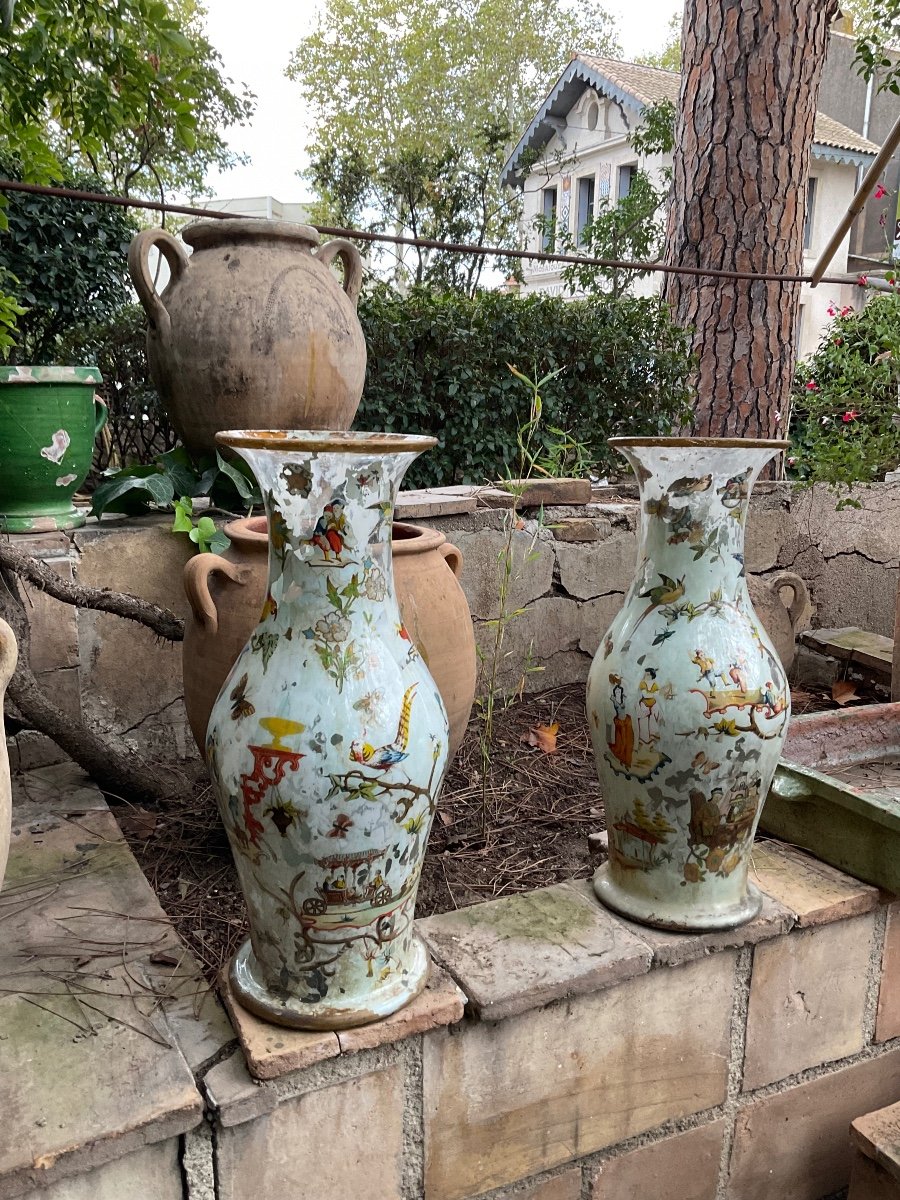 Pair Of Vases In Artepovera Around 1830/40