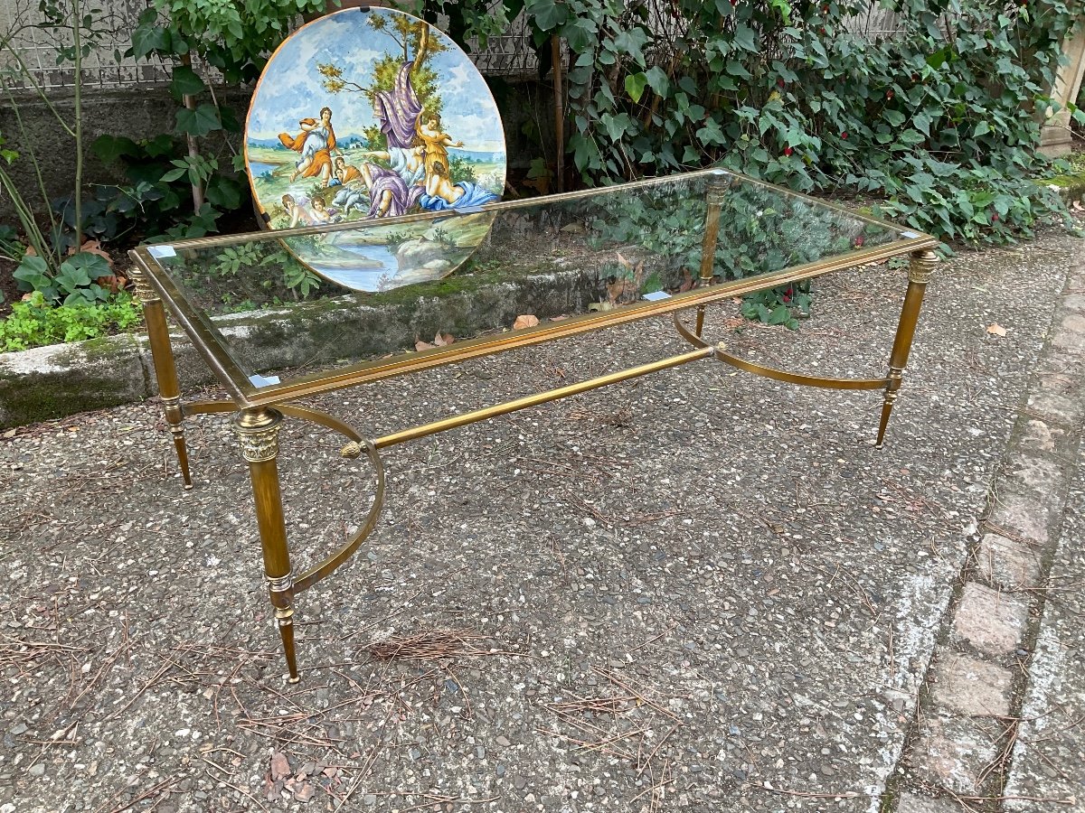 Neoclassical Coffee Table In Bronze And Brass Circa 1950-photo-2