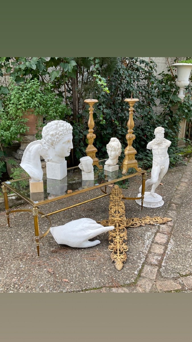 Neoclassical Coffee Table In Bronze And Brass Circa 1950-photo-8