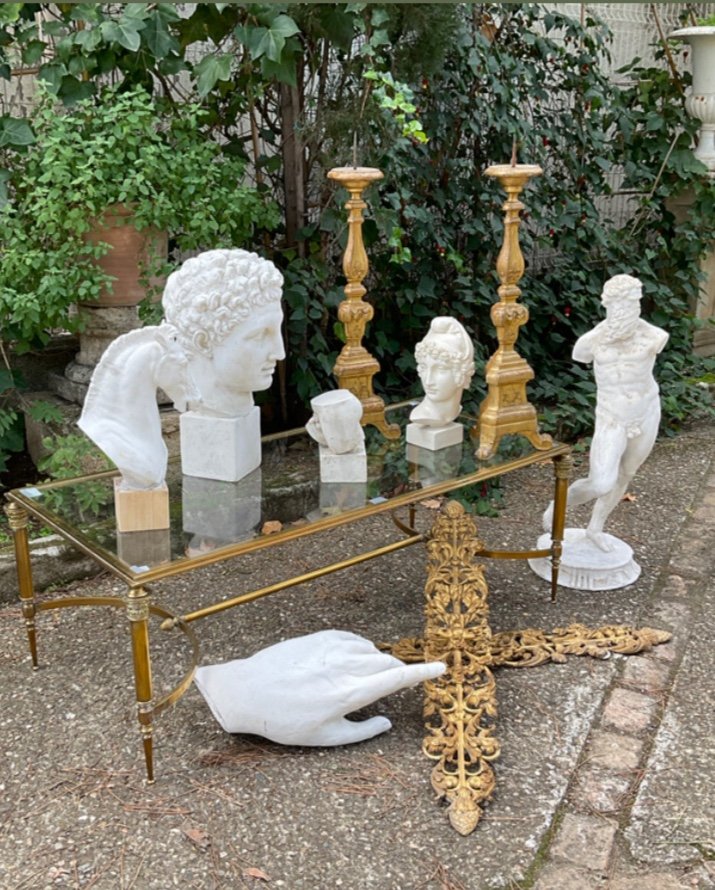 Neoclassical Coffee Table In Bronze And Brass Circa 1950