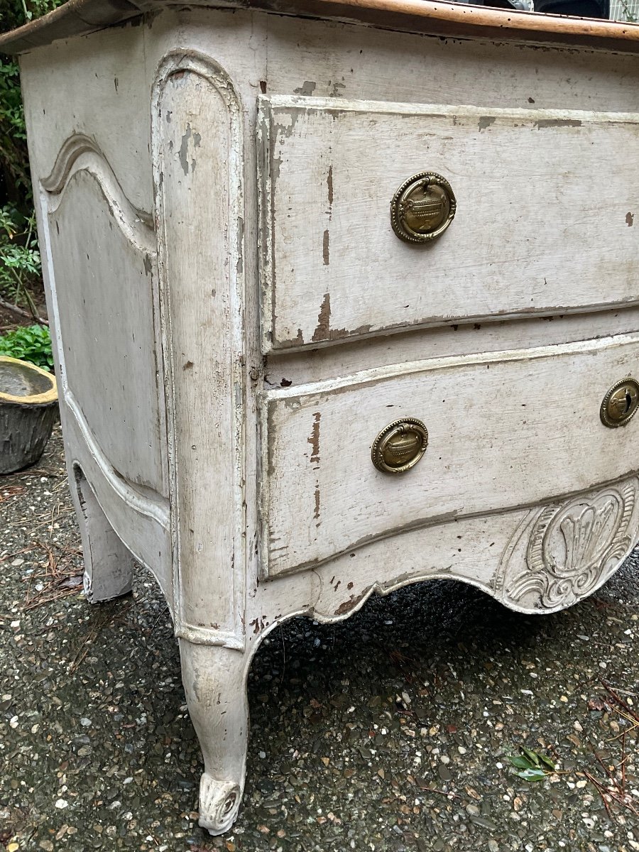 Commode Sauteuse D époque Louis XV En Bois Peint -photo-4