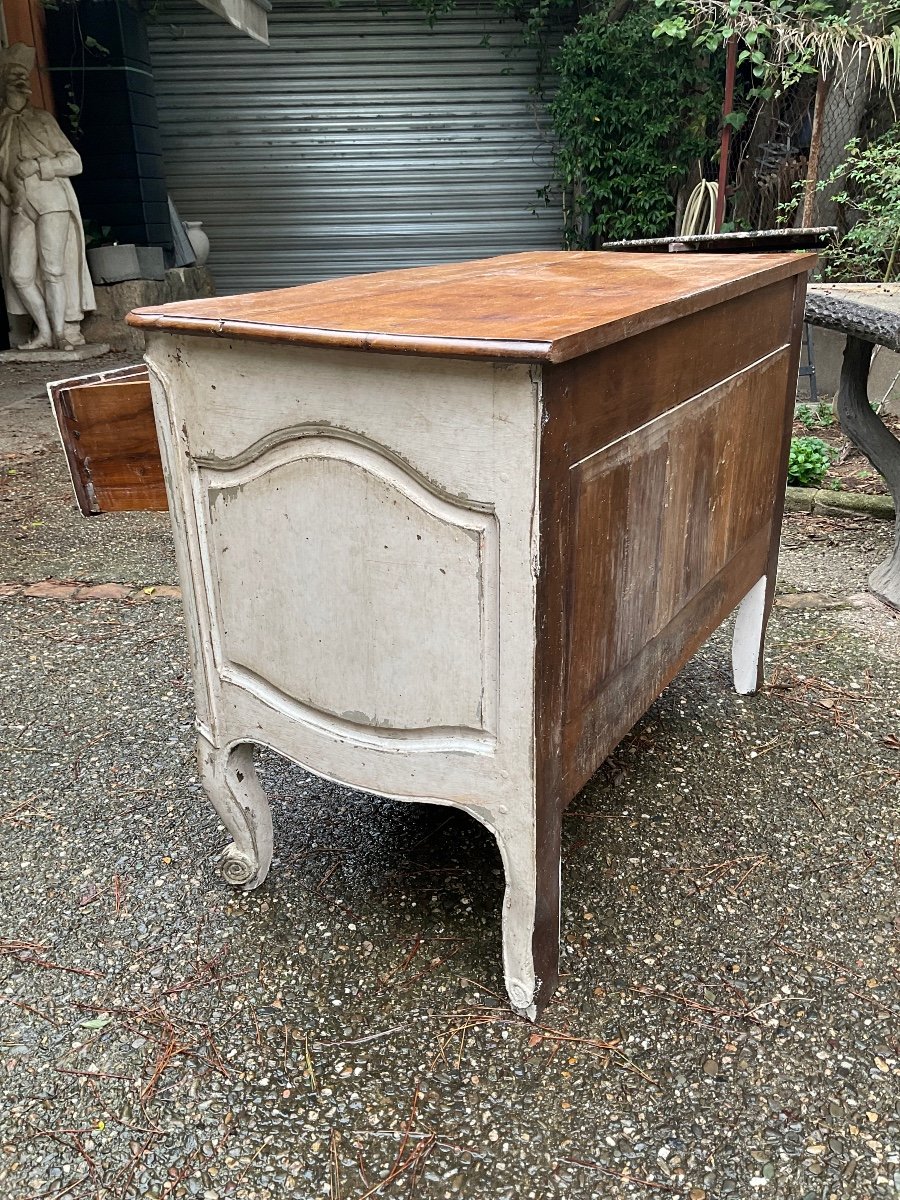 Louis XV Period Sauteuse Commode In Painted Wood-photo-7